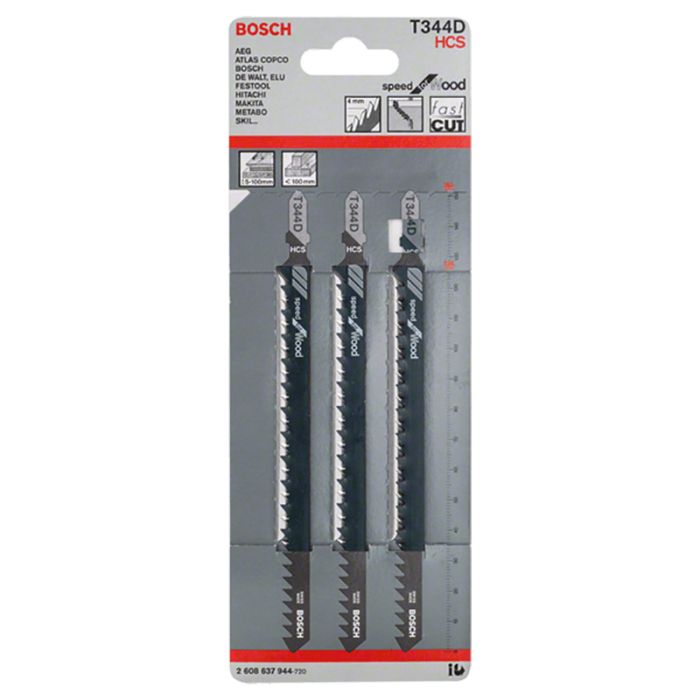Набор пилок для лобзика по дереву Bosch T344D 152мм 3шт (944)