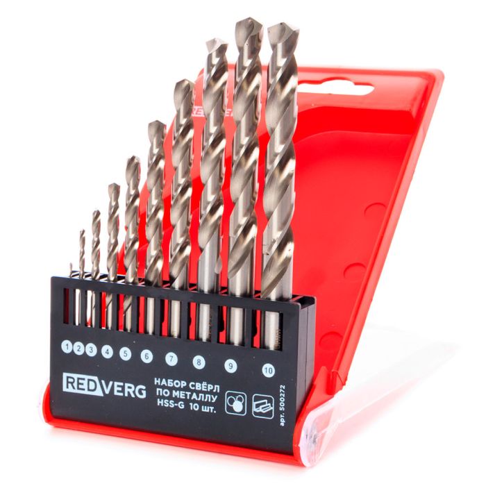 Набор сверл по металлу REDVERG HSS-G 1-10мм 10шт (500272)