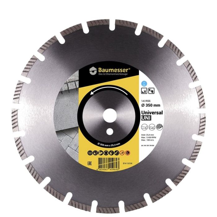 Диск алмазный по бетону Distar Baumesser Uni Plus 1A1RSS/C3-H 350x25.4мм (9024)