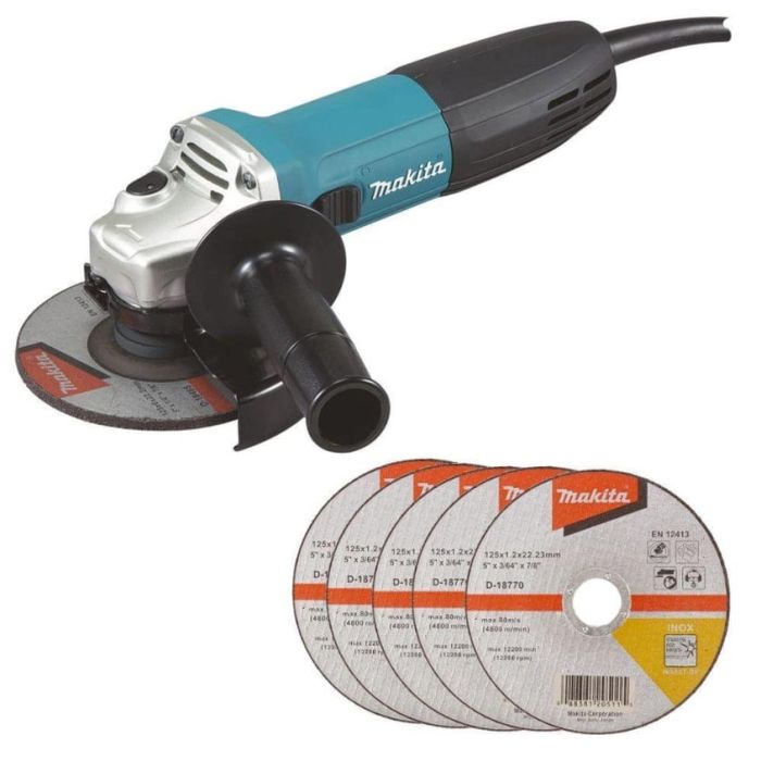 Машина шлифовальная угловая Makita GA5030RX9+набор кругов 5шт