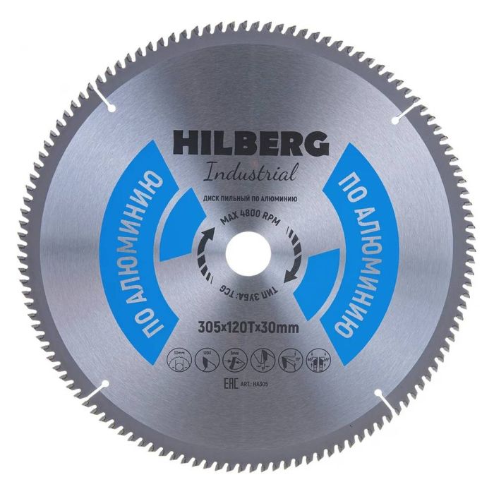 Диск пильный по аллюминию Hilberg Industrial 305х30 120Т (HA305)
