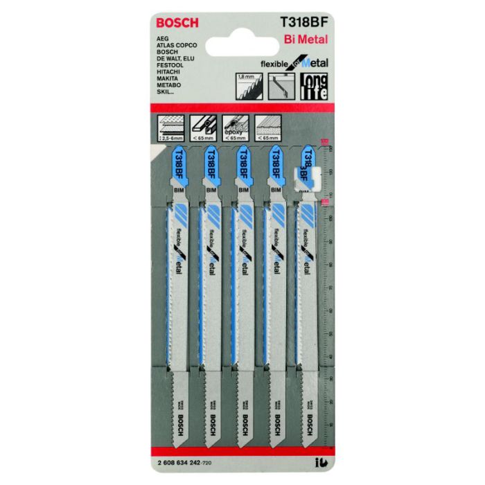 Набор пилок для лобзика по металлу Bosch T318BF 132мм 5шт (242)