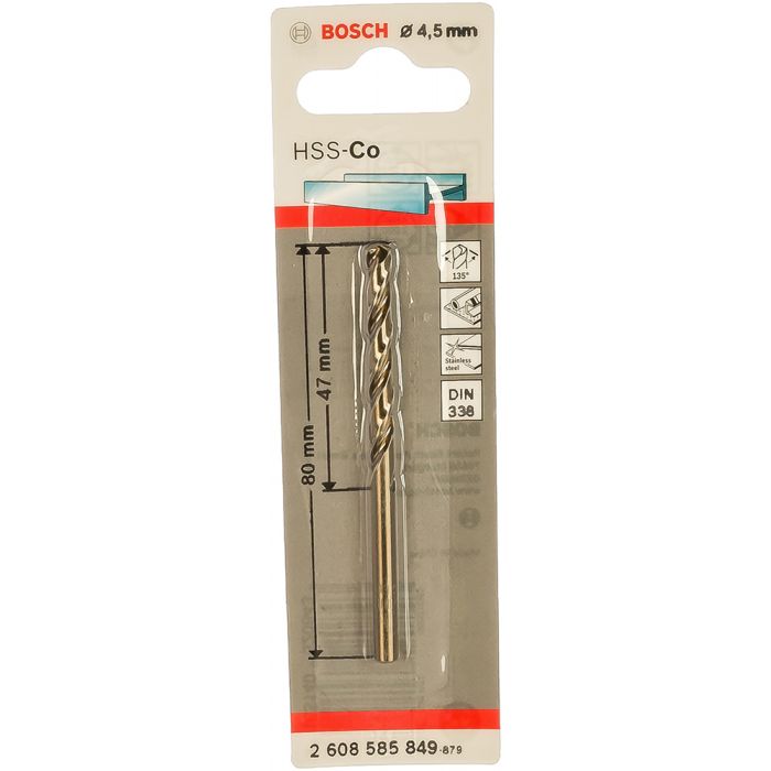 Сверло по металлу Bosch HSS-CO Standard 4.5х80мм (849)