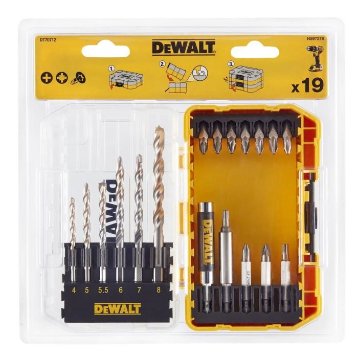 Набор сверл и бит DeWalt Extreme DT70712 19 предметов