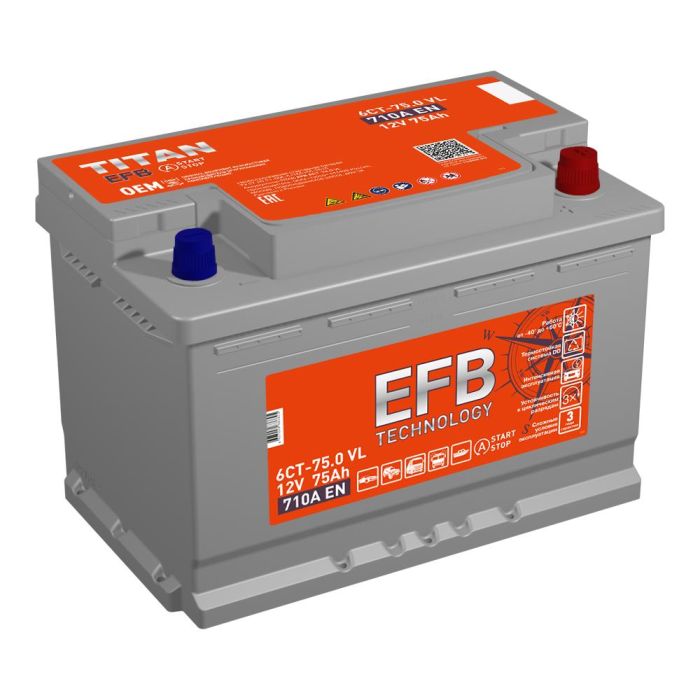 Аккумулятор TITAN EFB 6СТ-75.0 VL