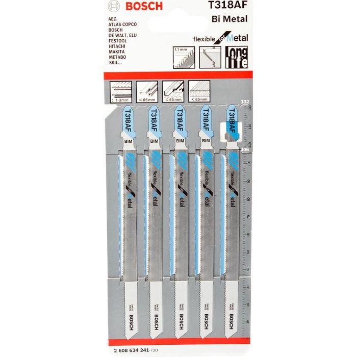 Набор пилок для лобзика по металлу Bosch T318AF 132мм 5шт (241)